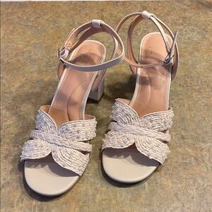 Time and Tru Cream Beaded Heels